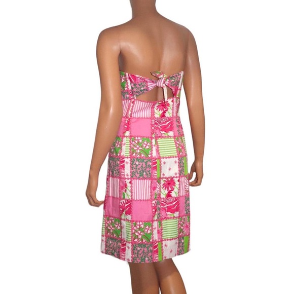 Lilly Pulitzer Y2K Franco Strapless Quilted Patchwork Derby Style Vintage Dress - Picture 5 of 6